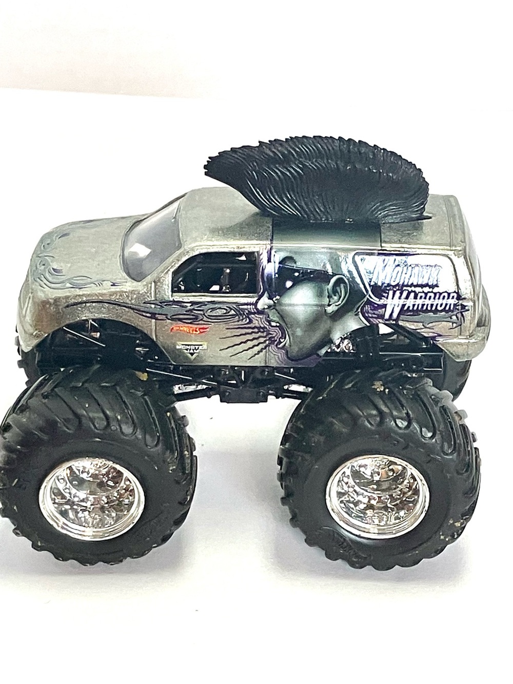 Hot Wheels Monster Jam Chrome Mohawk Warrior BKT Tires Few Marks On Wheels 1:64